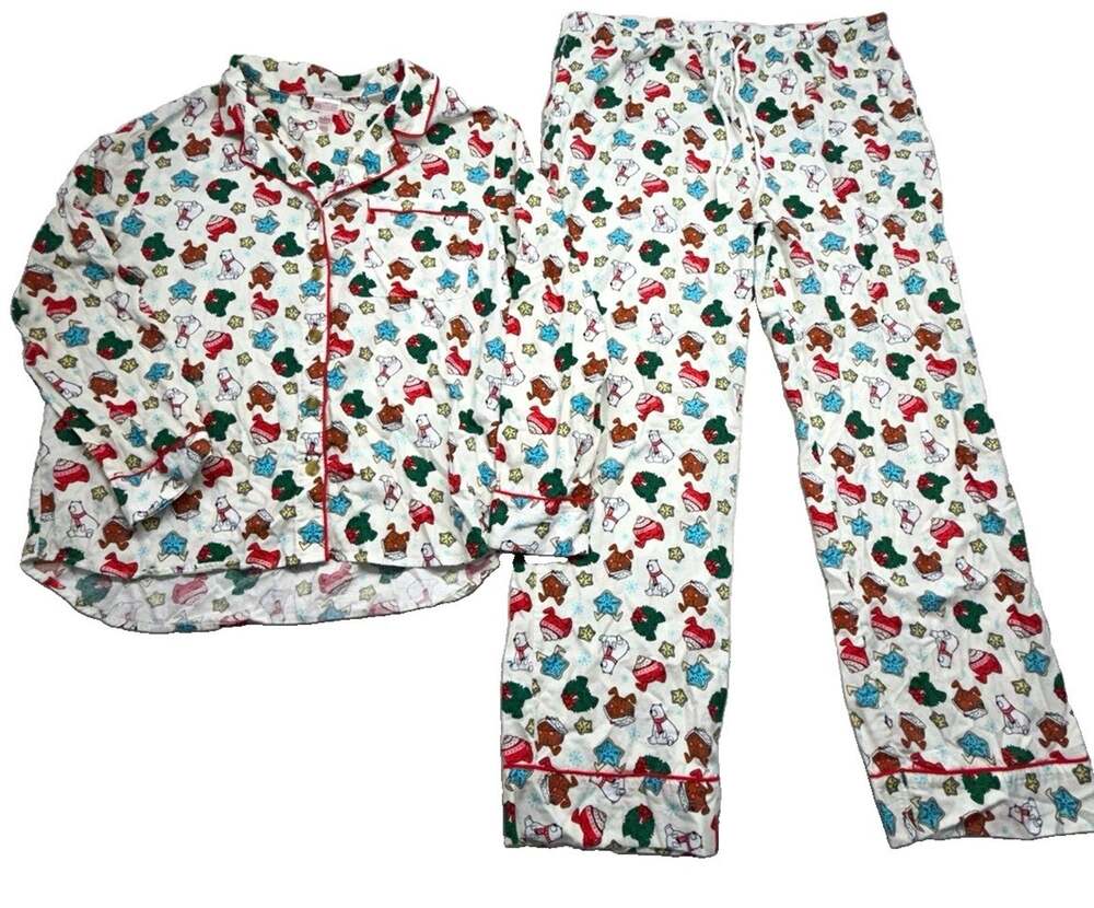 Wondershop Womens L Flannel Pajama Set Polar Bear Christmas 2pc 100% Cotton